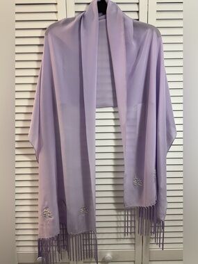 Lavender silk blend scarf 72” x 21.5”, N/B